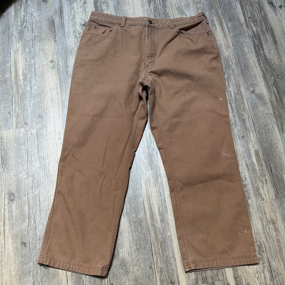 Duluth Trading Flex Fire Hose Carpenter Pants 40x30 Relaxed Fit Canvas Khaki